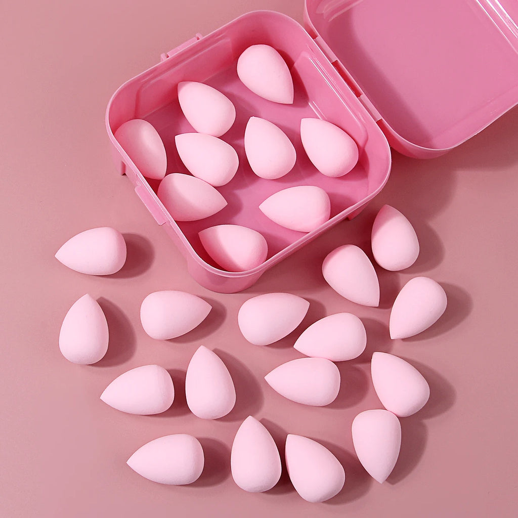 26-Pc Mini Pink Makeup Sponges with Storage Box | KOSSHOW Makeup Sponge Set QXL