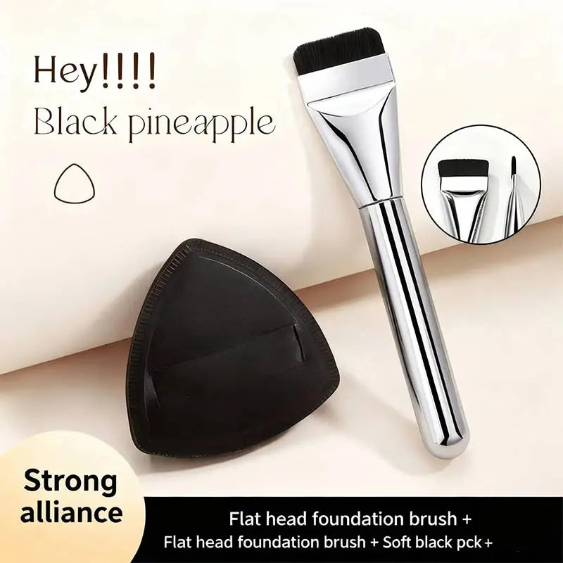 Foundation Brush & Air Cushion Sponge Set – 2-Piece Duo Makeup Brush Set QXL