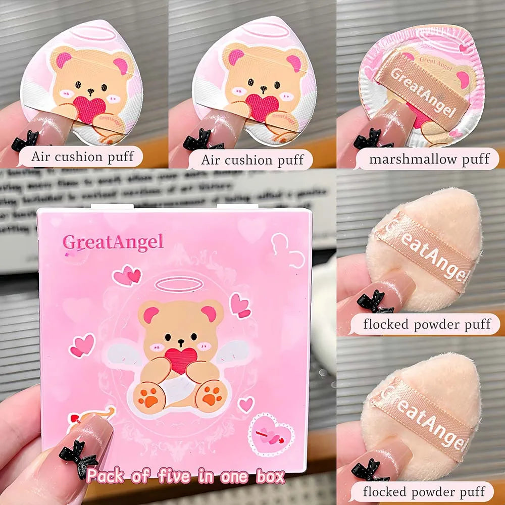 5-in-1 Thumb Powder Puff Set | Air Cushion & Flocked Puffs Makeup Powder Puff Set QXL