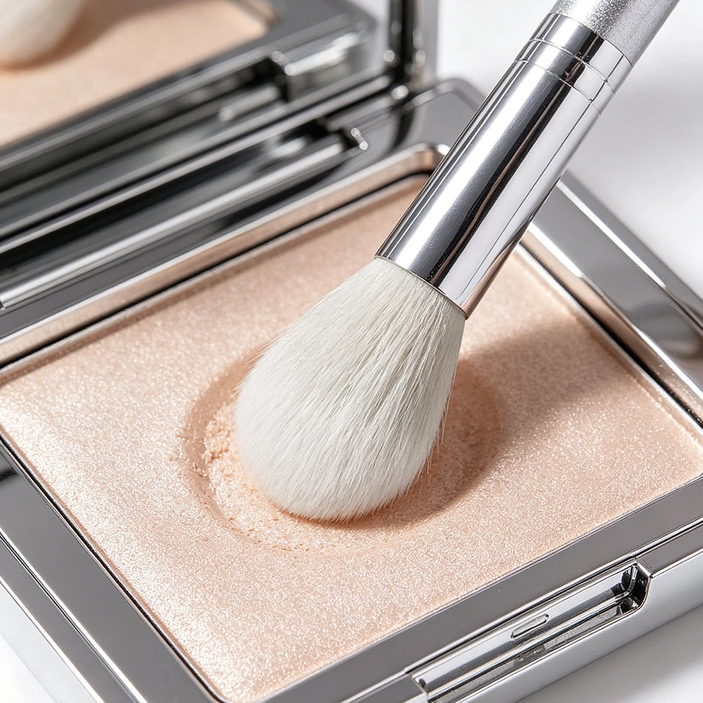 KOSSHOW Silver Flame Highlighter & Blush Brush | Soft Nylon Makeup Brush QXL
