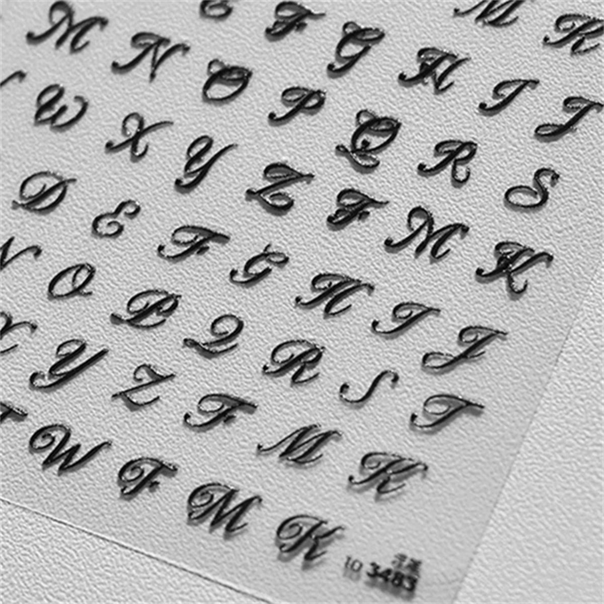 5D Retro English Letter Nail Stickers – Black & White DIY Art Nail Art Stickers QXL 1pcs to3483