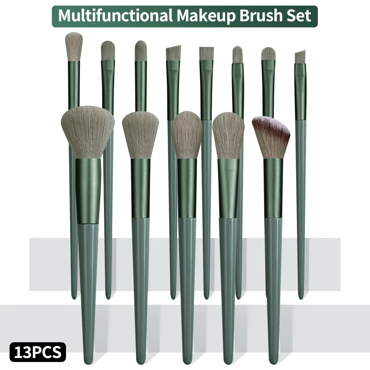 KOSSHOW 13-Piece Green Makeup Brush Set – Full Cosmetic Kit Makeup Brush Set QXL green