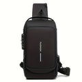 Men's Anti-Theft Chest Bag | PU Crossbody Sling Pack Crossbody Chest Bag QXL black-3 D