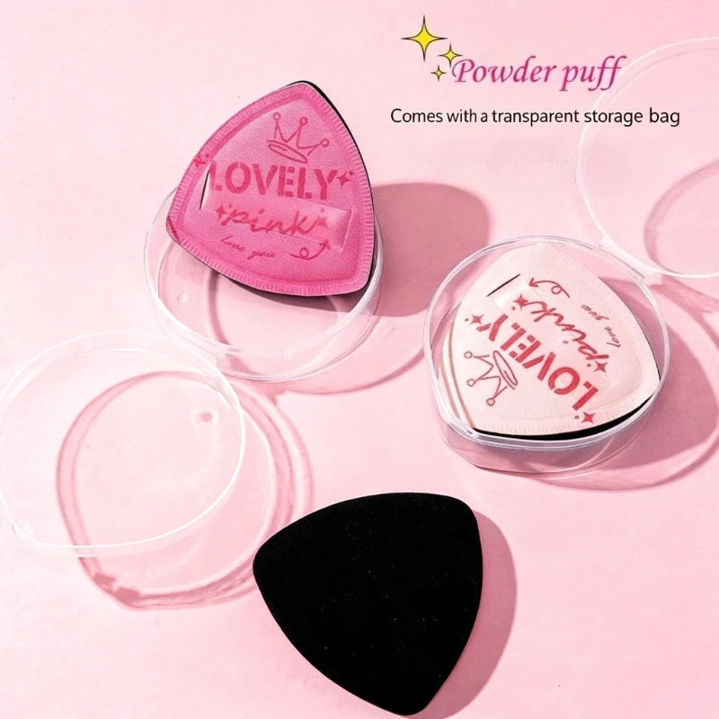 Pink Velvet Triangle Powder Puff | Wet & Dry Makeup Sponge Makeup Powder Puff QXL