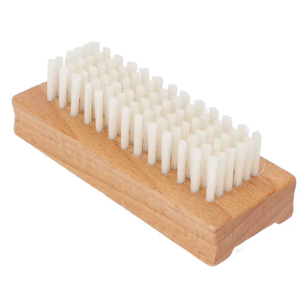 Wooden Double-Sided Nail Brush | Nylon Bristles Manicure Nail Cleaning Brush QXL