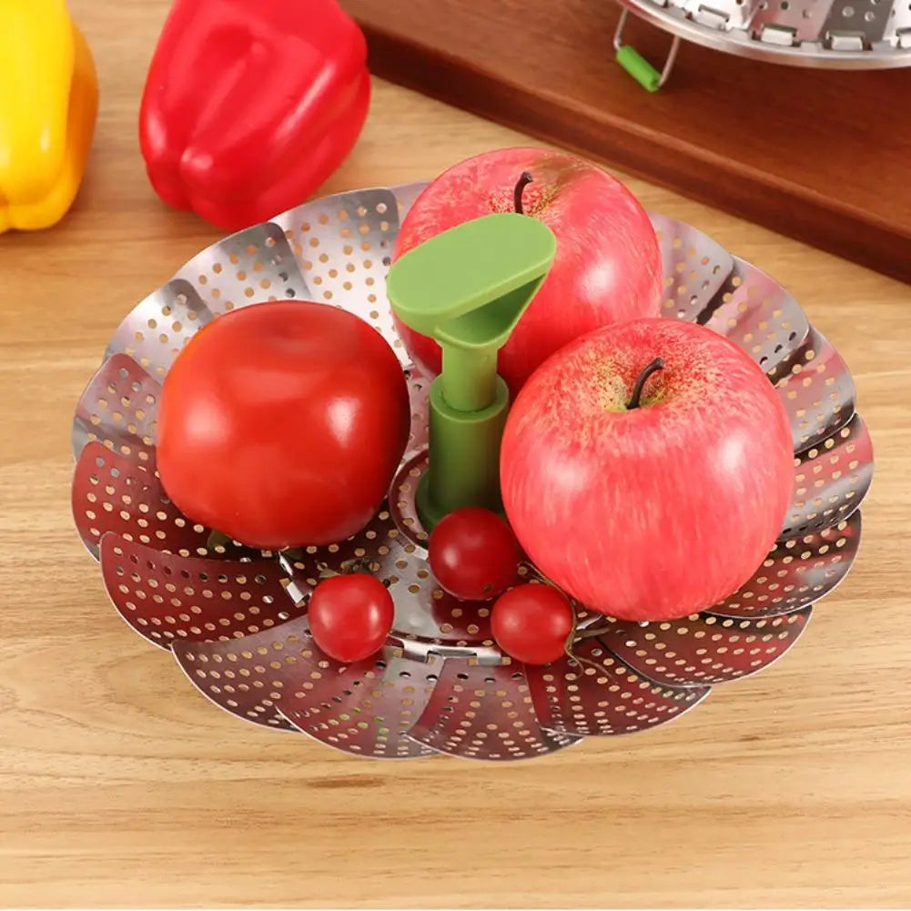 Foldable Stainless Steel Steamer Basket Set – 9" & 11" | 2-Pack Steamer Basket Set QXL