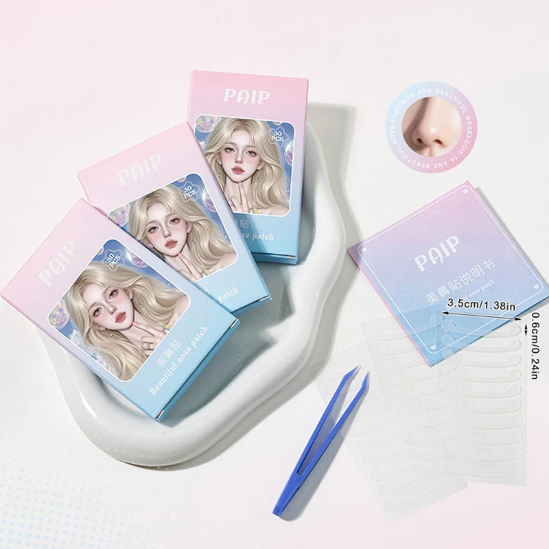 30-Pack Invisible Nose Slimming Stickers with Tweezers Nose Shaping Stickers QXL