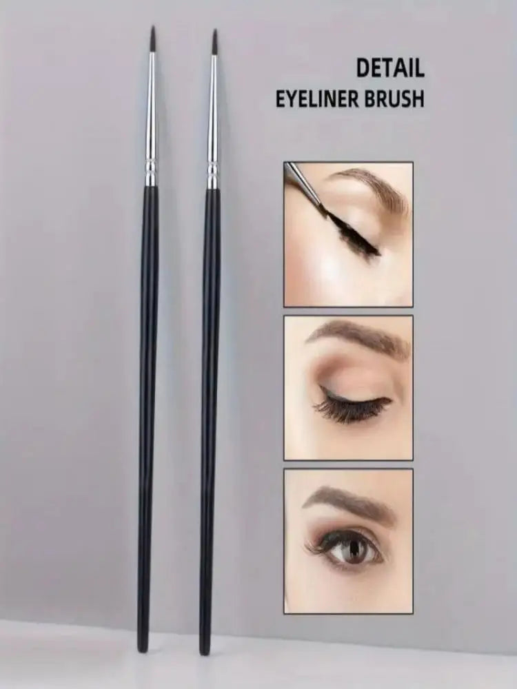 2-Pack Fine Tip Eyeliner Brushes – Soft Nylon Eye Makeup Set Eyeliner Brush Set QXL black