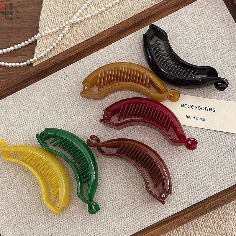 6-Color Banana Clip Hair Claw | Ponytail Buckle for Women Banana Hair Clip QXL