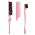 3-Piece Hair Comb Set – Sharp Tail, Steel Needle & Row Comb Hair Comb Set QXL M235 Pink