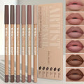 6-Piece Velvet Matte Lip Liner Set – Waterproof, Long-Lasting Lip Liner Set QXL NUDE BROWN