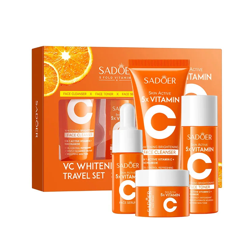 SADOER 5x Vitamin C 4-Piece Travel Skincare Set Vitamin C Skincare Set QXL 4pcs box