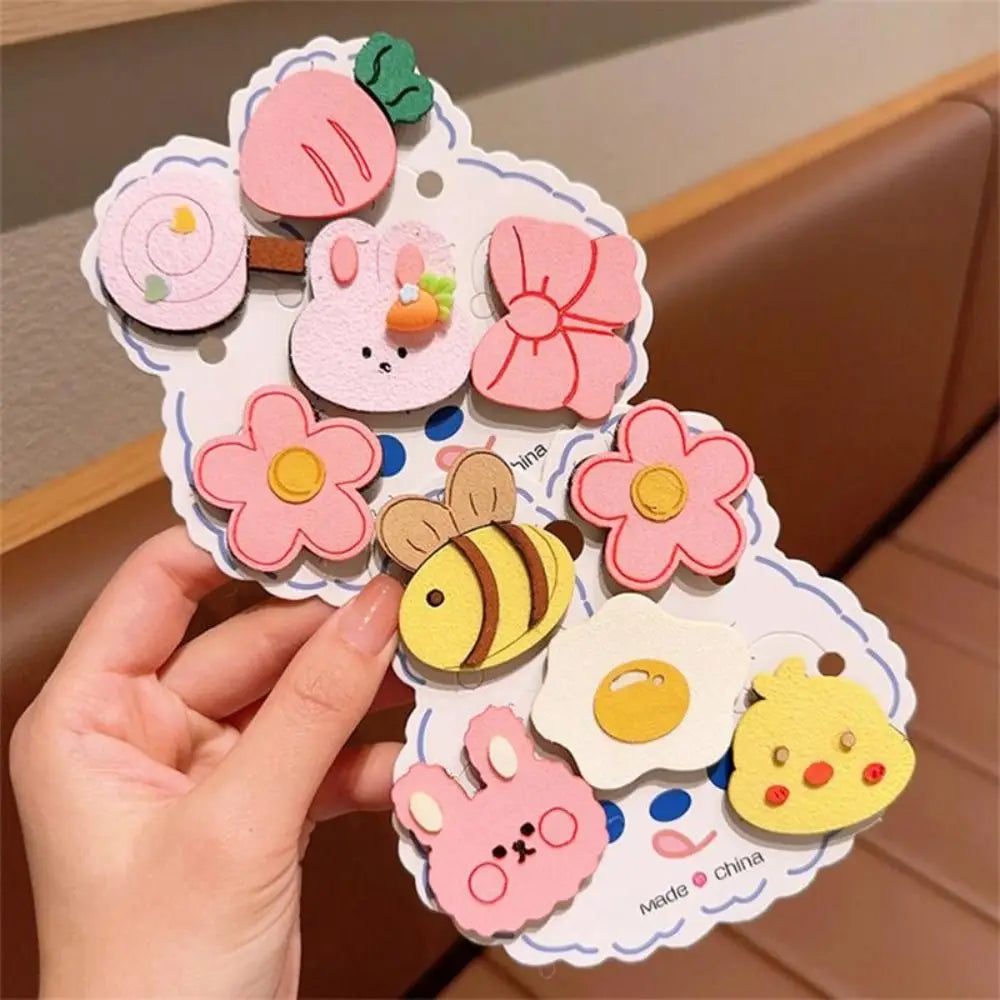 5-Pack Cute Cartoon Hair Clips | Gentle Reusable Bangs Clips Cartoon Hair Clips QXL