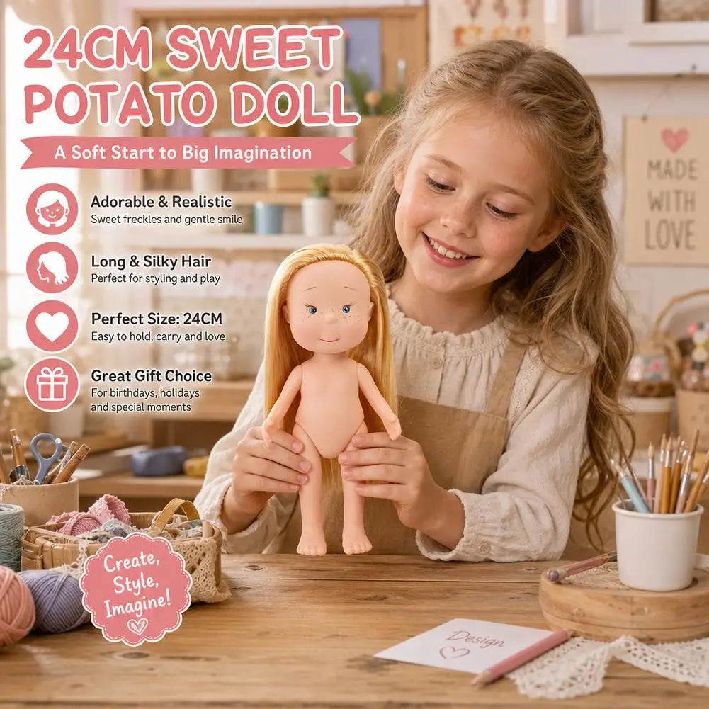 24cm Freckle Makeup Doll | Movable Joints DIY Dress-Up Fashion Doll QXL