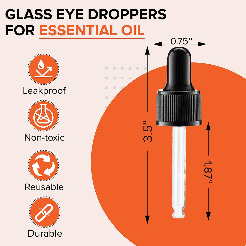 30ml Glass Dropper Bottles 8-Pack | Essential Oils & Refillable Glass Dropper Bottles QXL
