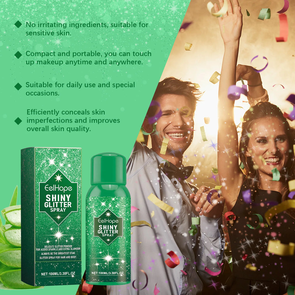 Eelhope Glitter Spray – Body, Face & Hair Shimmer 100ml Body Glitter Spray QXL