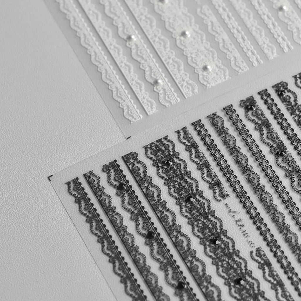 5D Relief Nail Art Stickers – Lace Bow & Lattice Decals Nail Art Stickers QXL