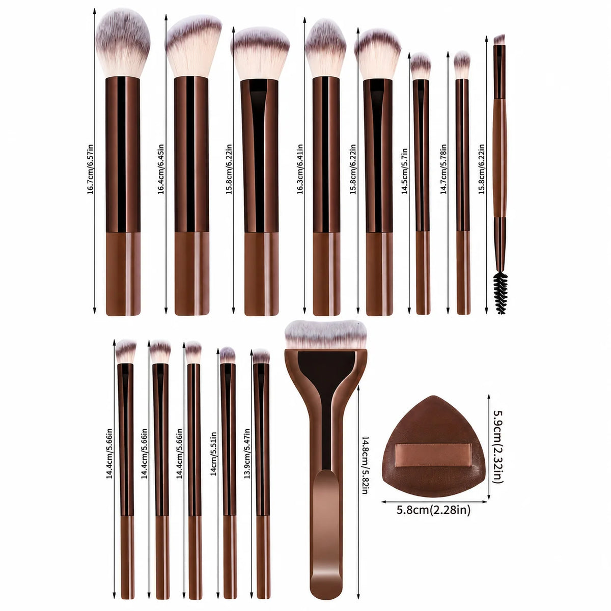 17-Pc Makeup Brush Set with Bag & 2 Puffs | Travel Kit Makeup Brush Set QXL
