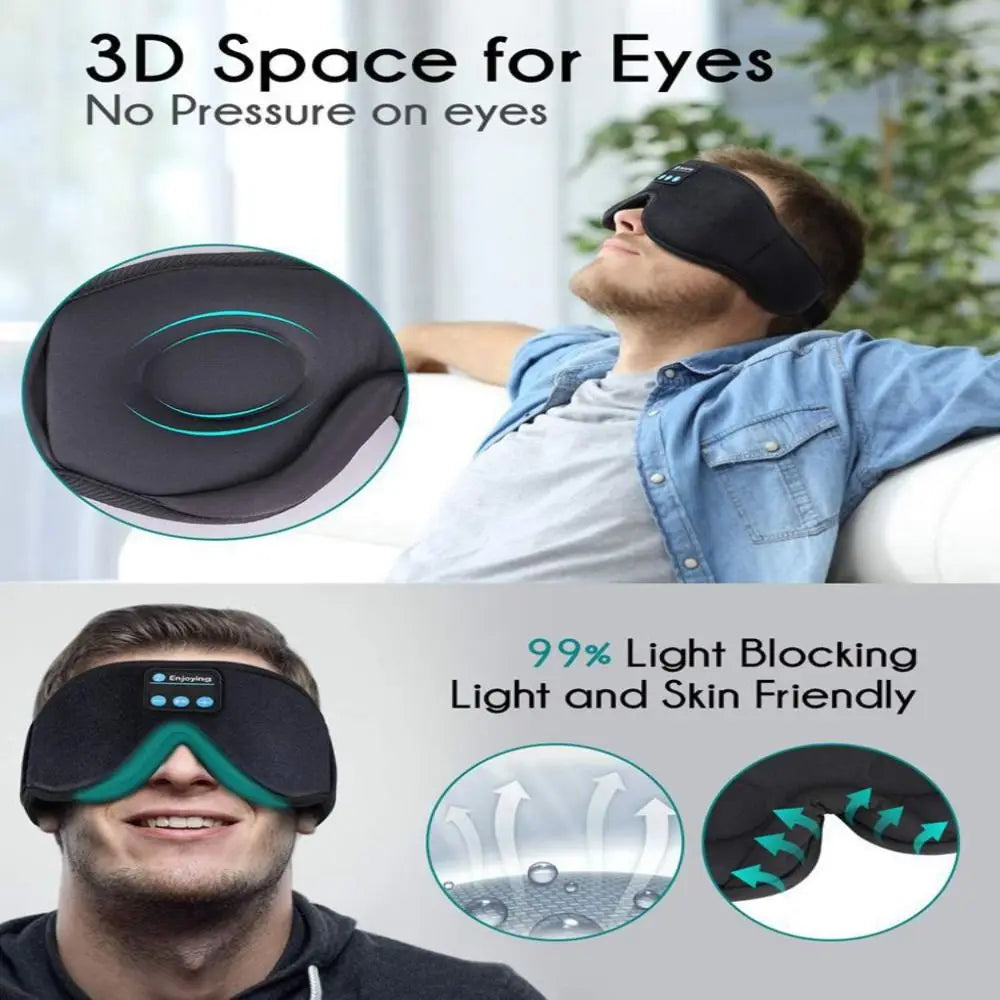 Bluetooth 5.0 Sleep Eye Mask Headphones | Soft Fleece Headband Bluetooth Sleep Headphones QXL