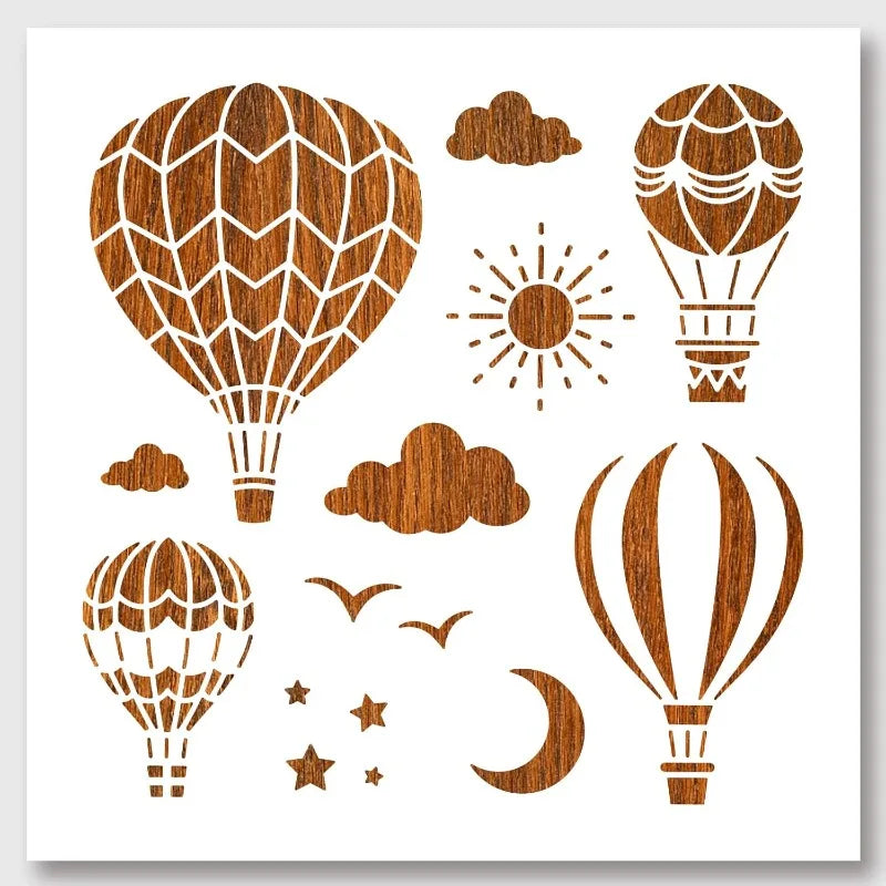 Hot Air Balloon Stencil 11.8" | Reusable Plastic DIY Craft DIY Painting Stencil QXL