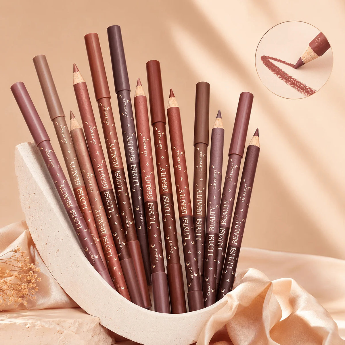 3-Pack Velvet Matte Lip Liners + Sharpener | Waterproof Lip Liner Set QXL