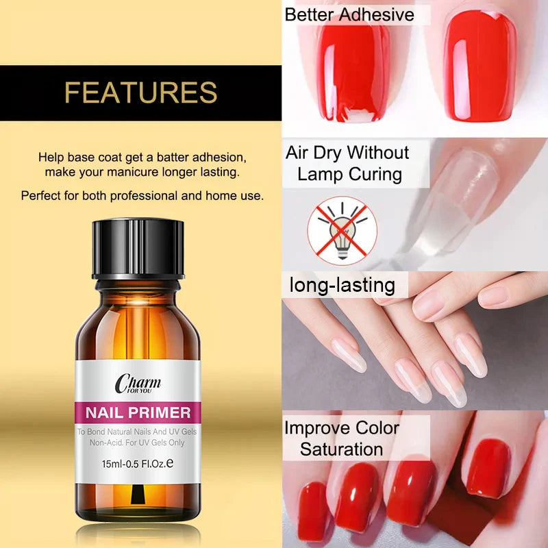 VERONNI Nail Dehydrator & Acid-Free Primer Set | 2×15ml Nail Prep Set QXL