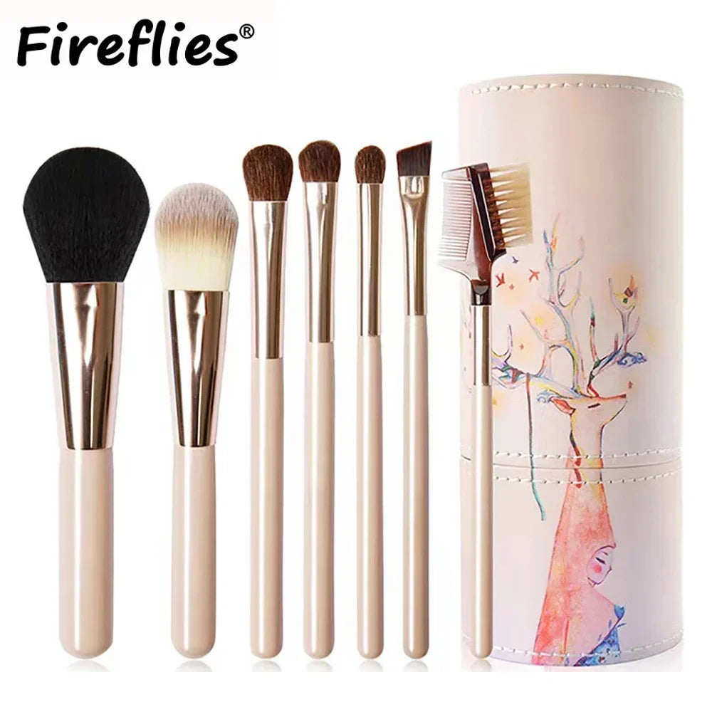 24-Piece Professional Makeup Brush Set | Leather Roll Case Makeup Brush Set QXL 7pcs