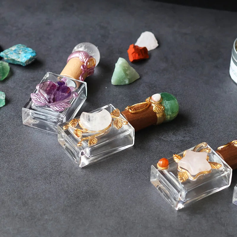 Crystal Topped Refillable Perfume Bottle | Gemstone Accents Decorative Perfume Bottle QXL