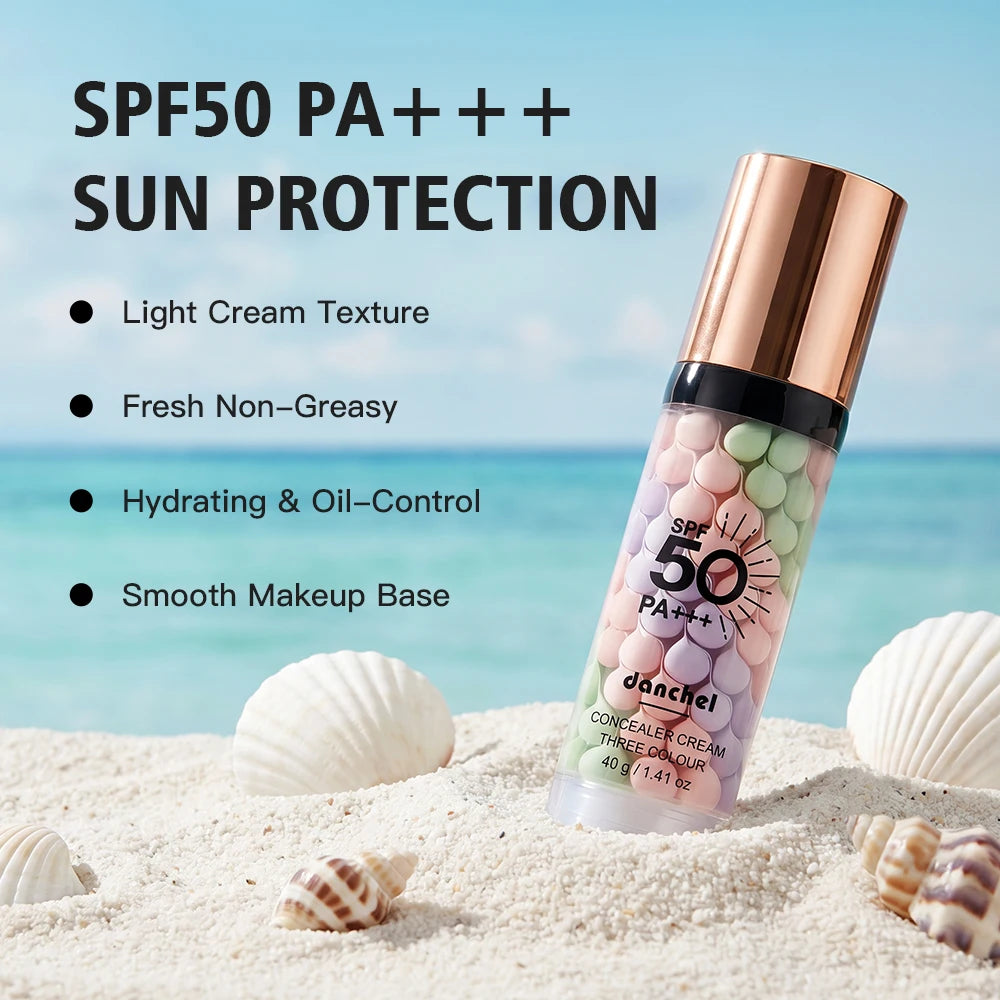 3-in-1 SPF 50 Color Correcting Primer Cream | Oil Control Makeup Primer Cream QXL