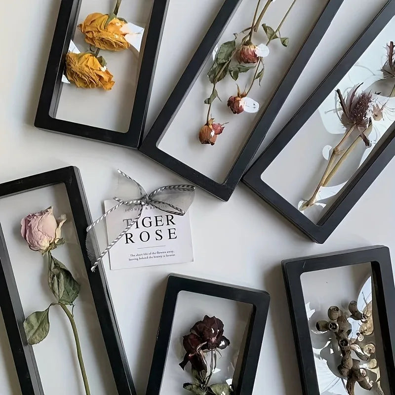Transparent Flower Shadow Box Frame & Black Display Stand Flower Shadow Box QXL