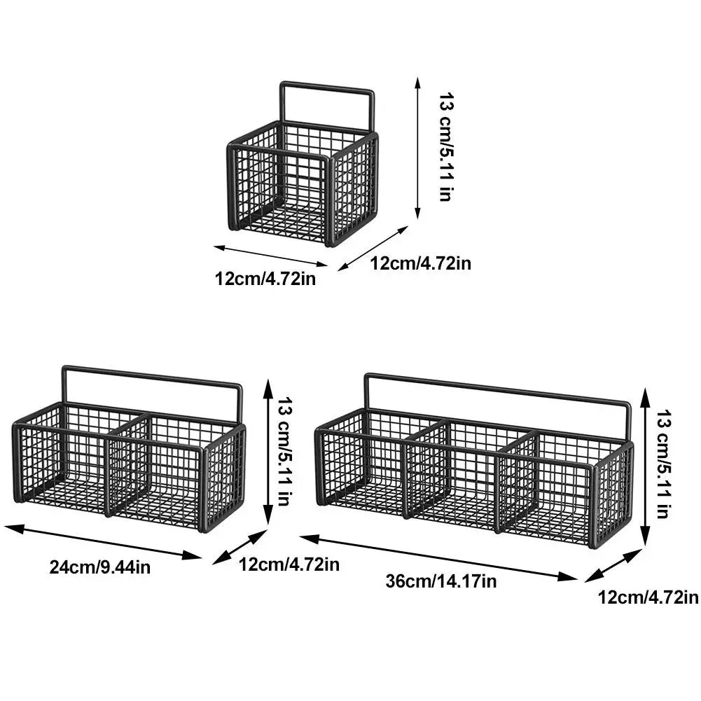 Wall-Mounted Iron Storage Basket Rack | Kitchen & Bath Organizer Wall Storage Rack QXL