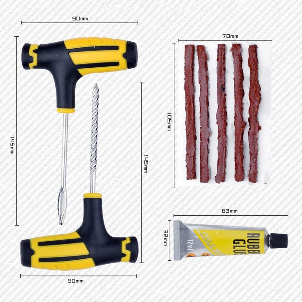 Tubeless Tire Repair Kit – Rubber Strips, Plug Tool & Glue Tire Repair Kit QXL
