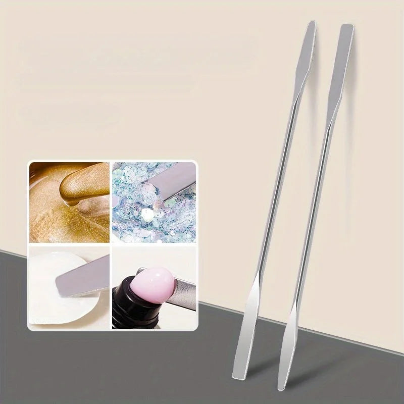 3-Pack Dual-Ended Stainless Steel Mixing Spatulas – Nail & Makeup Mixing Spatula Set QXL