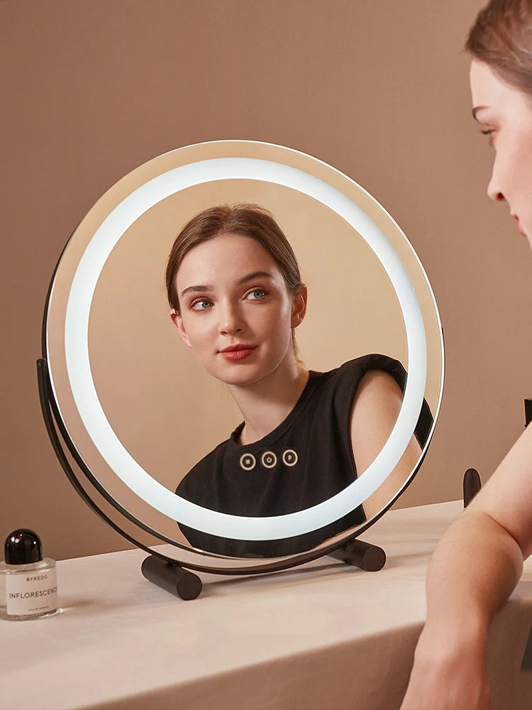 LED Circular Makeup Mirror | Desktop Vanity Mirror with Lights LED Vanity Mirror QXL