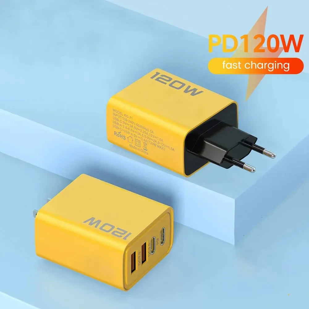 120W 4-Port USB-C PD Wall Charger | Quick Charge 3.0 USB Wall Charger QXL