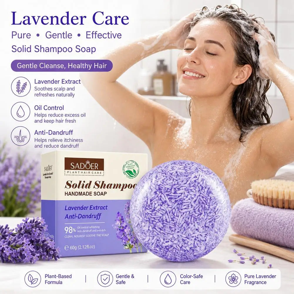 SADOER Lavender Solid Shampoo Bar – Scalp Care & Volume Solid Shampoo Bar QXL
