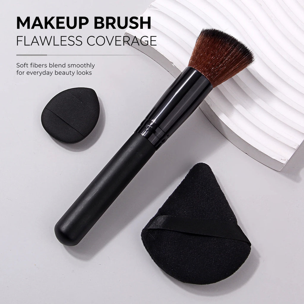 KOSSHOW 3-Pc Makeup Brush & Puff Set | Flawless Base Makeup Brush Set QXL