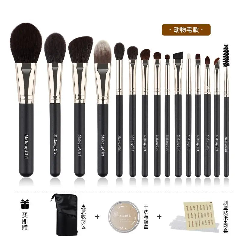 15-Piece Makeup Brush Set | Soft Bristle Foundation & Eye Makeup Brush Set QXL 15 piece Animal hair