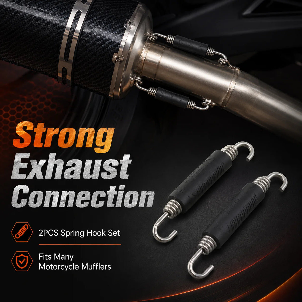 2-Pack Motorcycle Exhaust Spring Hooks | Muffler Link Pipe Exhaust Spring Hooks QXL
