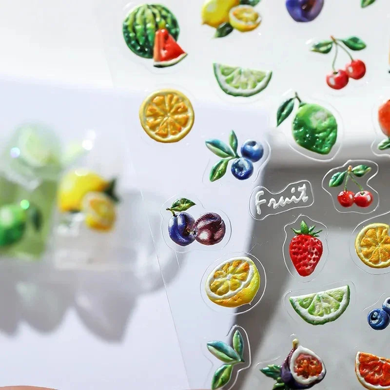 5D Fruit Nail Stickers – Strawberry Cherry Lemon Self-Adhesive Nail Art Stickers QXL