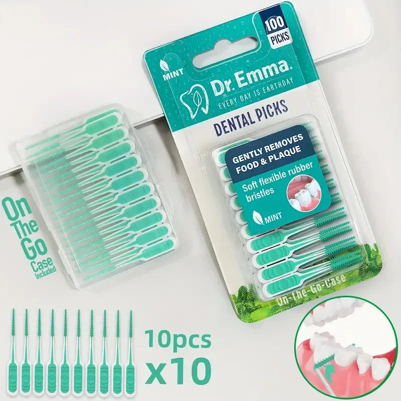 100-Pack Silicone Interdental Brushes | Between-Teeth Clean Interdental Brushes QXL