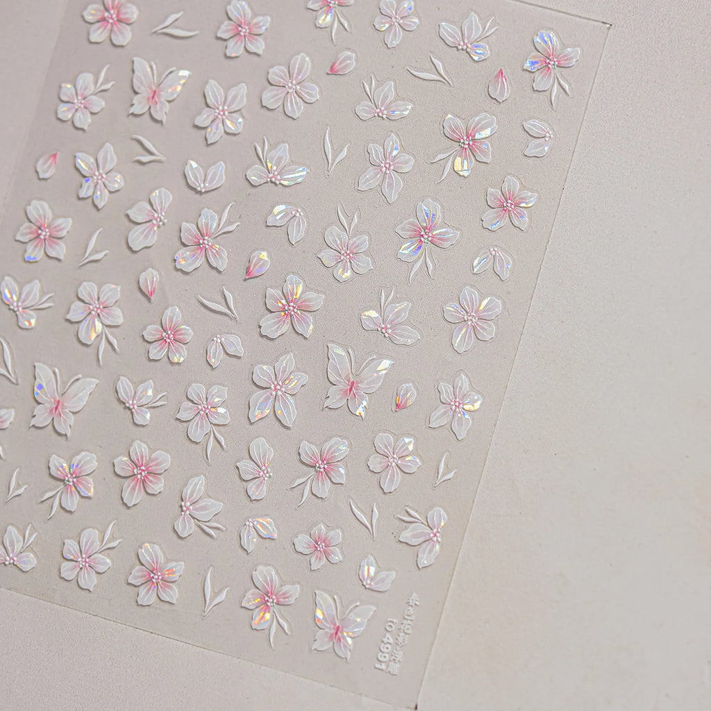 5D Frangipani Flower Nail Stickers | Floral Self-Adhesive Decals Nail Art Stickers QXL