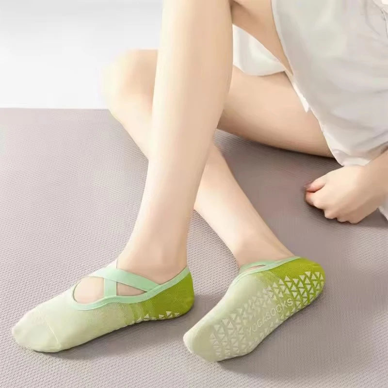 Women's Non-Slip Yoga Socks | Silicone Grip Pilates No-Show Yoga Grip Socks QXL