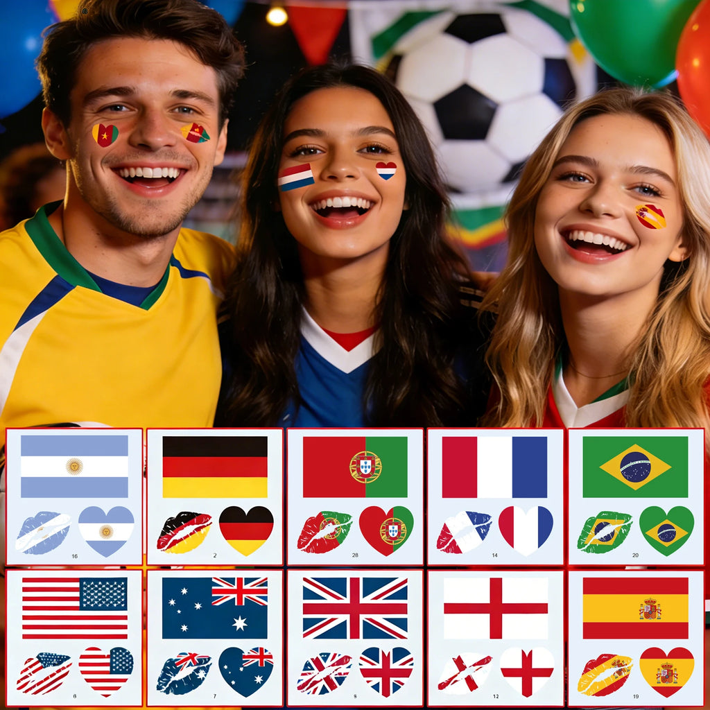 National Flag Body Temporary Tattoos | Football Fan Stickers Temporary Tattoo Stickers QXL