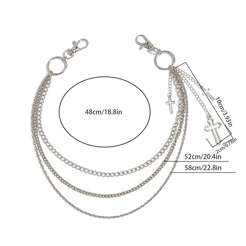 Retro Punk Cross Waist Chain | Unisex Hip-Hop Jeans Chain Waist Chain QXL A1