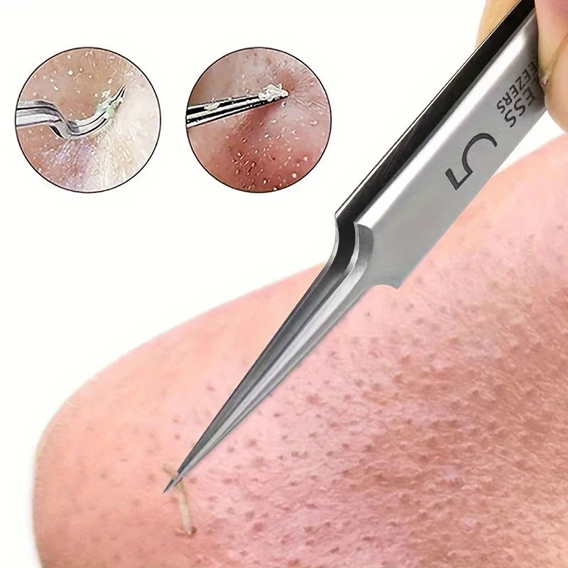 Extra Fine No.5 Blackhead Tweezer | Stainless Steel Skin Tool Facial Extraction Tweezer QXL