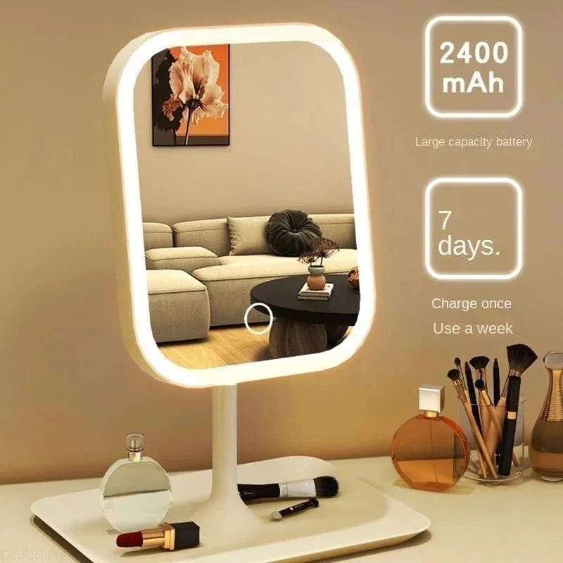 LED Vanity Makeup Mirror | 3-Color Touch Dimming Desk Mirror LED Vanity Mirror QXL