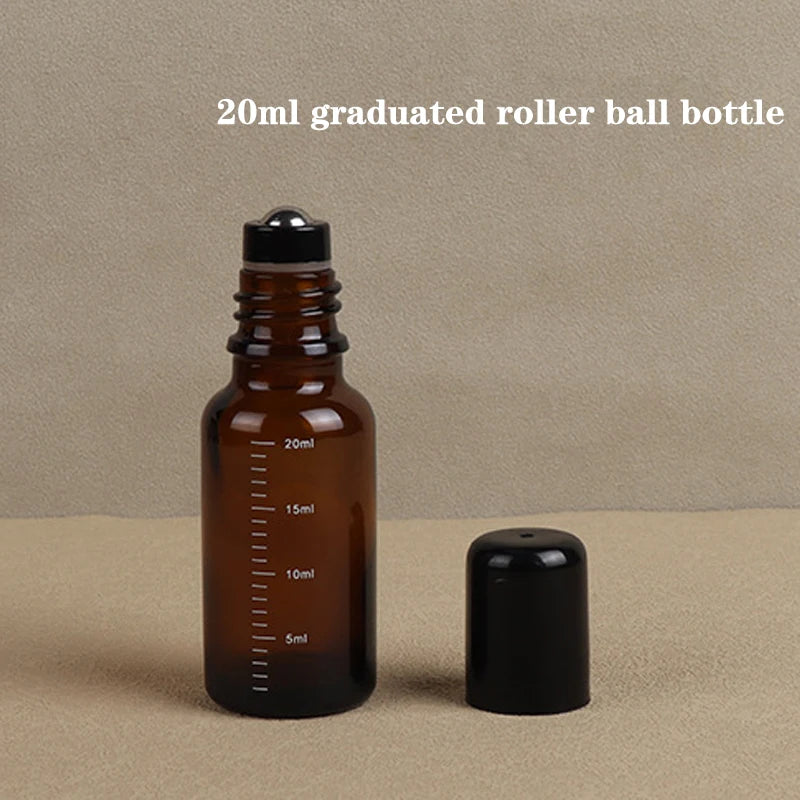Brown Glass Roll-On Bottles 5ml–50ml | Essential Oil Roller Glass Roller Bottle QXL 20ml