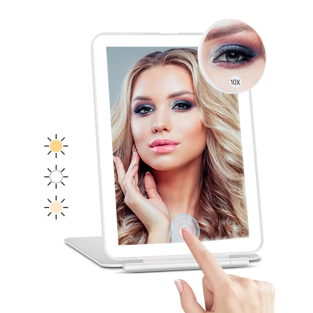 Rechargeable LED Makeup Mirror 10X Magnification | 3 Light Modes LED Makeup Mirror QXL