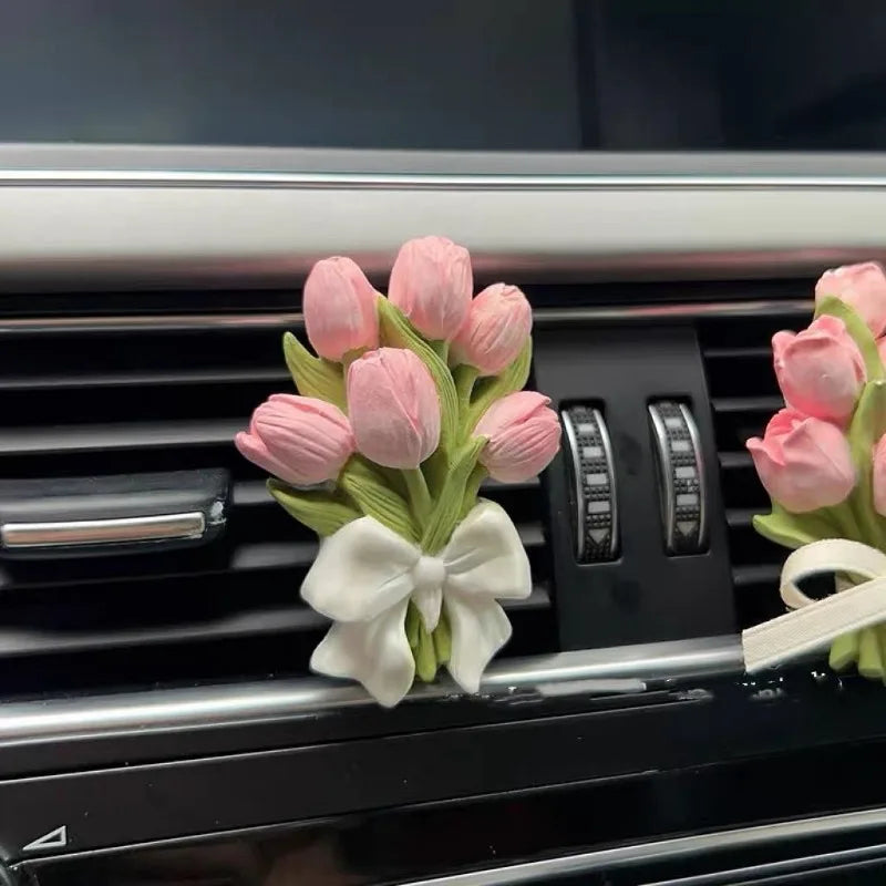 Gypsum Flower Car Vent Diffuser Clip | Hydrangea & Tulip Car Vent Diffuser Clip QXL